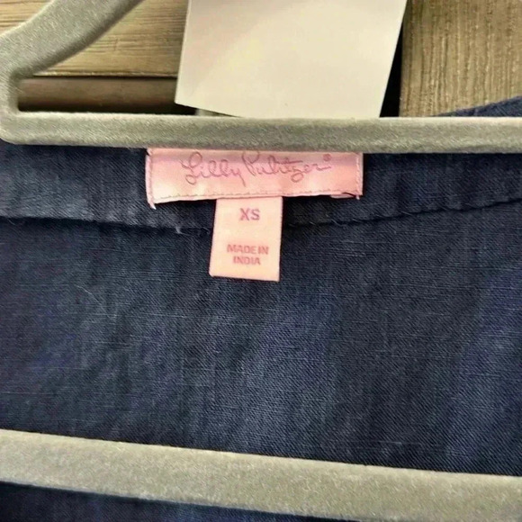 Lilly Pulitzer Amelia Island Linen Tunic with beading navy EUC Size XS - Picture 3 of 6